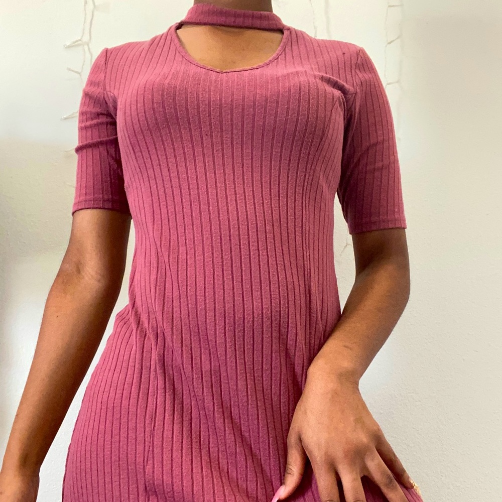 Pink dress.